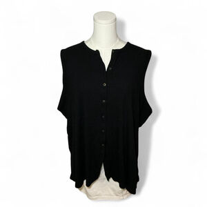 Old Navy Black Ribbed Button Front Tank 4X Casual Basic